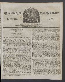 Grünberger Wochenblatt, No. 69. (28. August 1856)