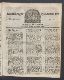 Grünberger Wochenblatt, No. 75. (18. September 1856)