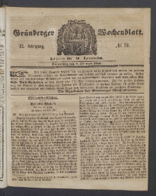 Gr&uuml;nberger Wochenblatt, No. 79. (2. Oktober 1856)