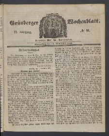 Grünberger Wochenblatt, No. 91. (13. November 1856)