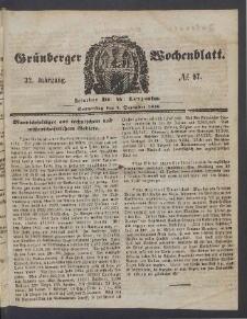Gr&uuml;nberger Wochenblatt, No. 97. (4. Dezember 1856)