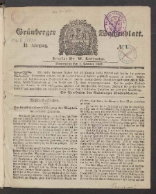 Gr&uuml;nberger Wochenblatt, No. 1. (1. Januar 1857)