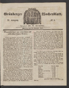 Grünberger Wochenblatt, No. 4. (12. Januar 1857)