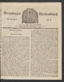 Gr&uuml;nberger Wochenblatt, No. 9. (29. Januar 1857)