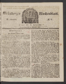 Gr&uuml;nberger Wochenblatt, No. 11. (5. Februar 1857)