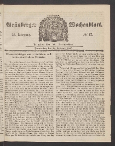 Grünberger Wochenblatt, No. 17. (26. Februar 1857)