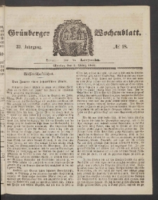 Grünberger Wochenblatt, No. 18. (2. März 1857)