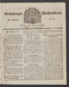 Grünberger Wochenblatt, No. 22. (16. März 1857)