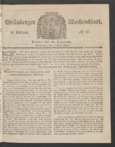 Grünberger Wochenblatt, No. 27. (2. April 1857)