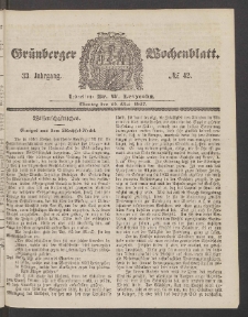 Gr&uuml;nberger Wochenblatt, No. 42. (25. Mai 1857)