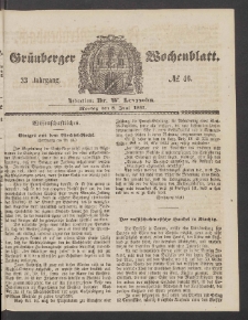 Gr&uuml;nberger Wochenblatt, No. 46. (8. Juni 1857)