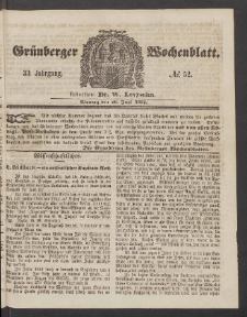 Grünberger Wochenblatt, No. 52. (29. Juni 1857)