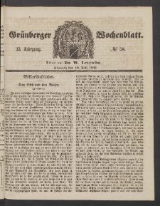 Grünberger Wochenblatt, No. 58. (19. Juli 1857)