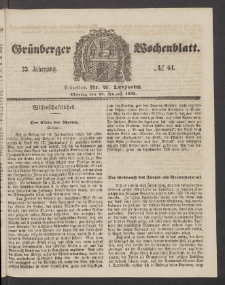 Gr&uuml;nberger Wochenblatt, No. 64. (10. August 1857)