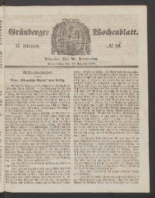 Grünberger Wochenblatt, No. 66 [właśc. 67.] (20. August 1857)