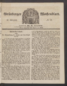 Grünberger Wochenblatt, No. 73. (10. September 1857)