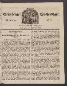 Grünberger Wochenblatt, No. 76. (21. September 1857)
