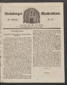 Gr&uuml;nberger Wochenblatt, No. 83. (15. Oktober 1857)