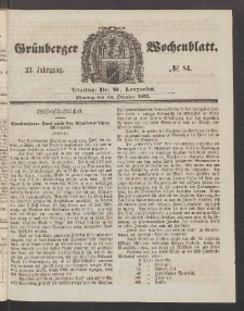 Grünberger Wochenblatt, No. 84. (19. Oktober 1857)