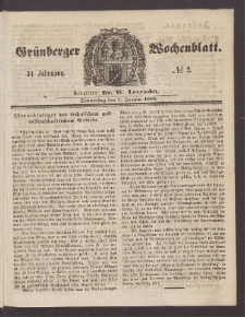 Gr&uuml;nberger Wochenblatt, No. 2. (7. Januar 1858)