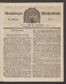 Gr&uuml;nberger Wochenblatt, No. 3. (11. Januar 1858)