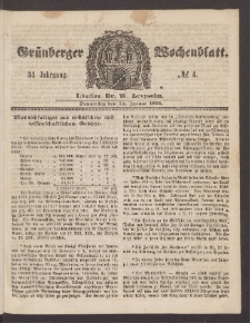 Gr&uuml;nberger Wochenblatt, No. 4. (14. Januar 1858)