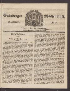 Gr&uuml;nberger Wochenblatt, No. 10. (4. Februar 1858)