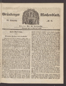 Grünberger Wochenblatt, No. 11. (8. Februar 1858)