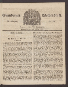 Gr&uuml;nberger Wochenblatt, No. 20. (11. M&auml;rz 1858)