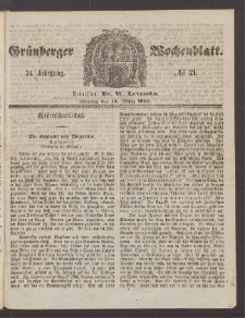 Grünberger Wochenblatt, No. 21. (15. März 1858)