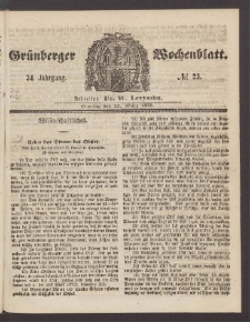 Gr&uuml;nberger Wochenblatt, No. 23. (22. M&auml;rz 1858)