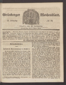 Gr&uuml;nberger Wochenblatt, No. 26. (1. April 1858)