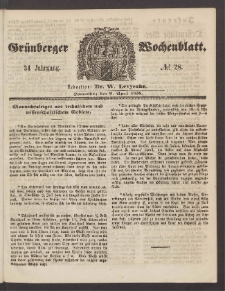 Gr&uuml;nberger Wochenblatt, No. 28. (8. April 1858)