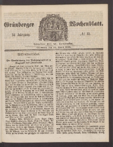 Gr&uuml;nberger Wochenblatt, No. 32. (21. April 1858)