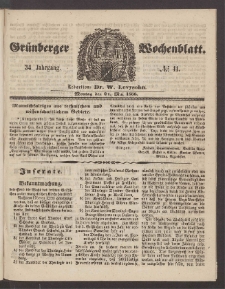Gr&uuml;nberger Wochenblatt, No. 41. (24. Mai 1858)