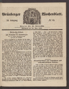Gr&uuml;nberger Wochenblatt, No. 42. (26. Mai 1858)