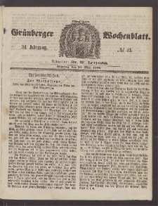 Gr&uuml;nberger Wochenblatt, No. 43. (31. Mai 1858)