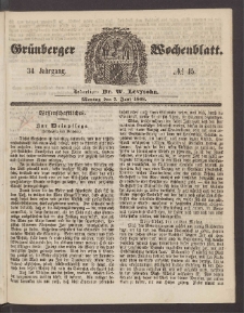 Gr&uuml;nberger Wochenblatt, No. 45. (7. Juni 1858)