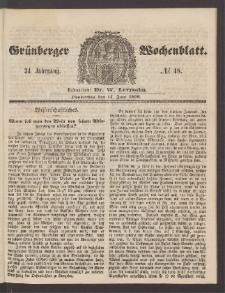 Gr&uuml;nberger Wochenblatt, No. 48. (17. Juni 1858)