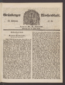 Gr&uuml;nberger Wochenblatt, No. 49. (21. Juni 1858)