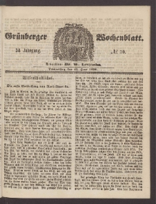 Gr&uuml;nberger Wochenblatt, No. 50. (24. Juni 1858)