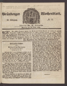 Gr&uuml;nberger Wochenblatt, No. 51. (28. Juni 1858)