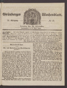 Grünberger Wochenblatt, No. 52. (1. Juli 1858)