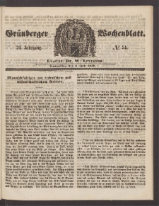 Gr&uuml;nberger Wochenblatt, No. 54. (8. Juli 1858)