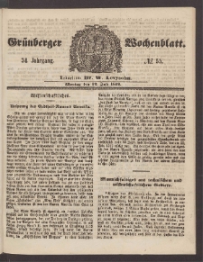 Gr&uuml;nberger Wochenblatt, No. 55. (12. Juli 1858)