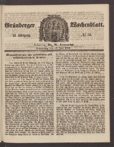 Gr&uuml;nberger Wochenblatt, No. 56. (15. Juli 1858)