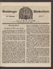 Gr&uuml;nberger Wochenblatt, No. 57. (19. Juli 1858)
