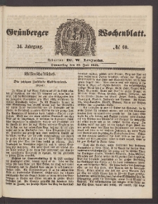 Gr&uuml;nberger Wochenblatt, No. 60. (29. Juli 1858)