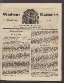 Gr&uuml;nberger Wochenblatt, No. 64. (12. August 1858)