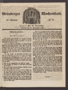Gr&uuml;nberger Wochenblatt, No. 73. (13. September 1858)